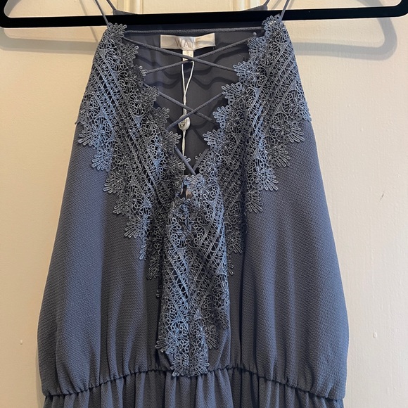 NWT Wayf Maxi Steel Blue Wedding Guest Dress - S - Picture 2 of 5